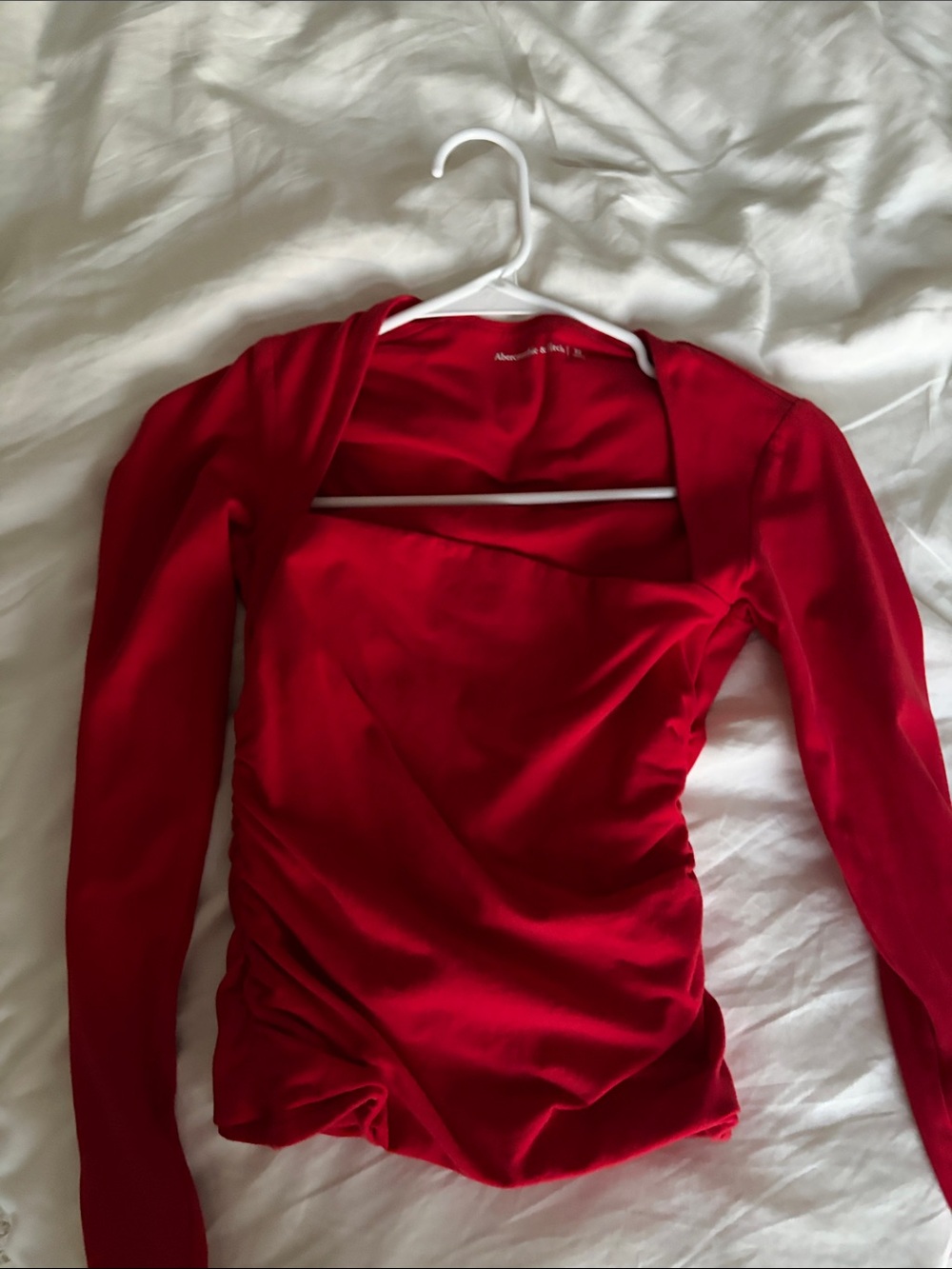 Abercrombie and Fitch Red Long Sleeve Ruched Top size xs